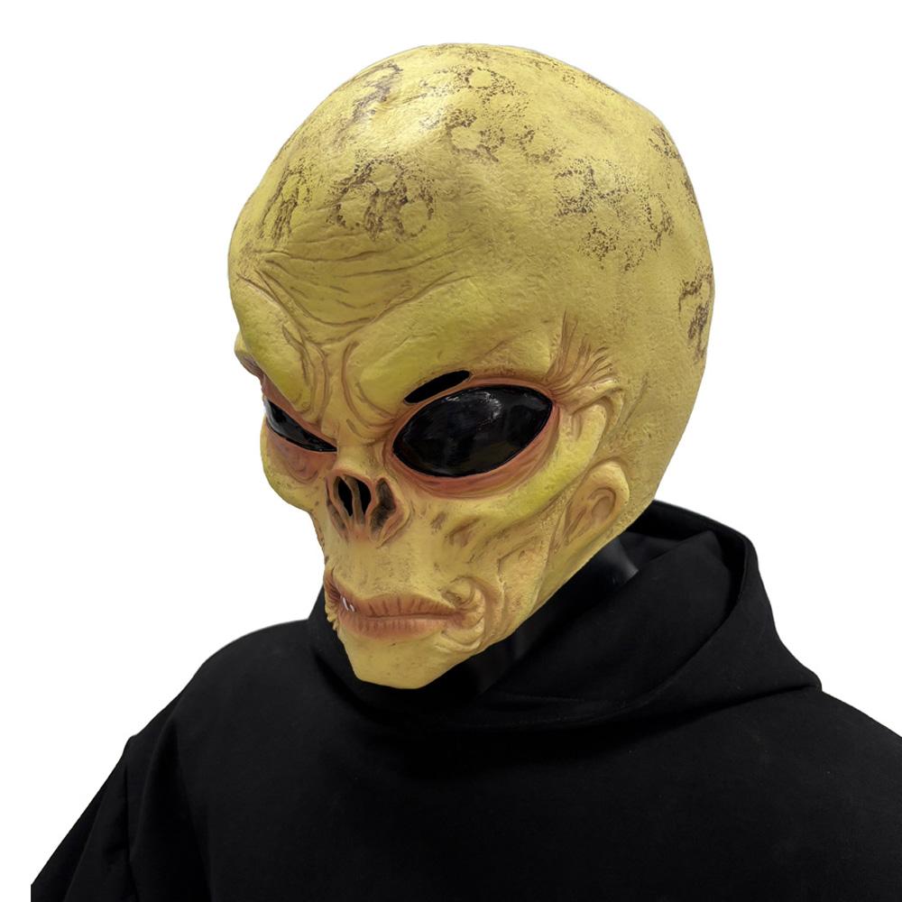 Latex Alien Mask Realistic - リアルなUFOエイリアンスカルマスクコスプレ大きな目エイリアンラテックスマスクハロウィンカーニバル仮装パーティー衣装小道具