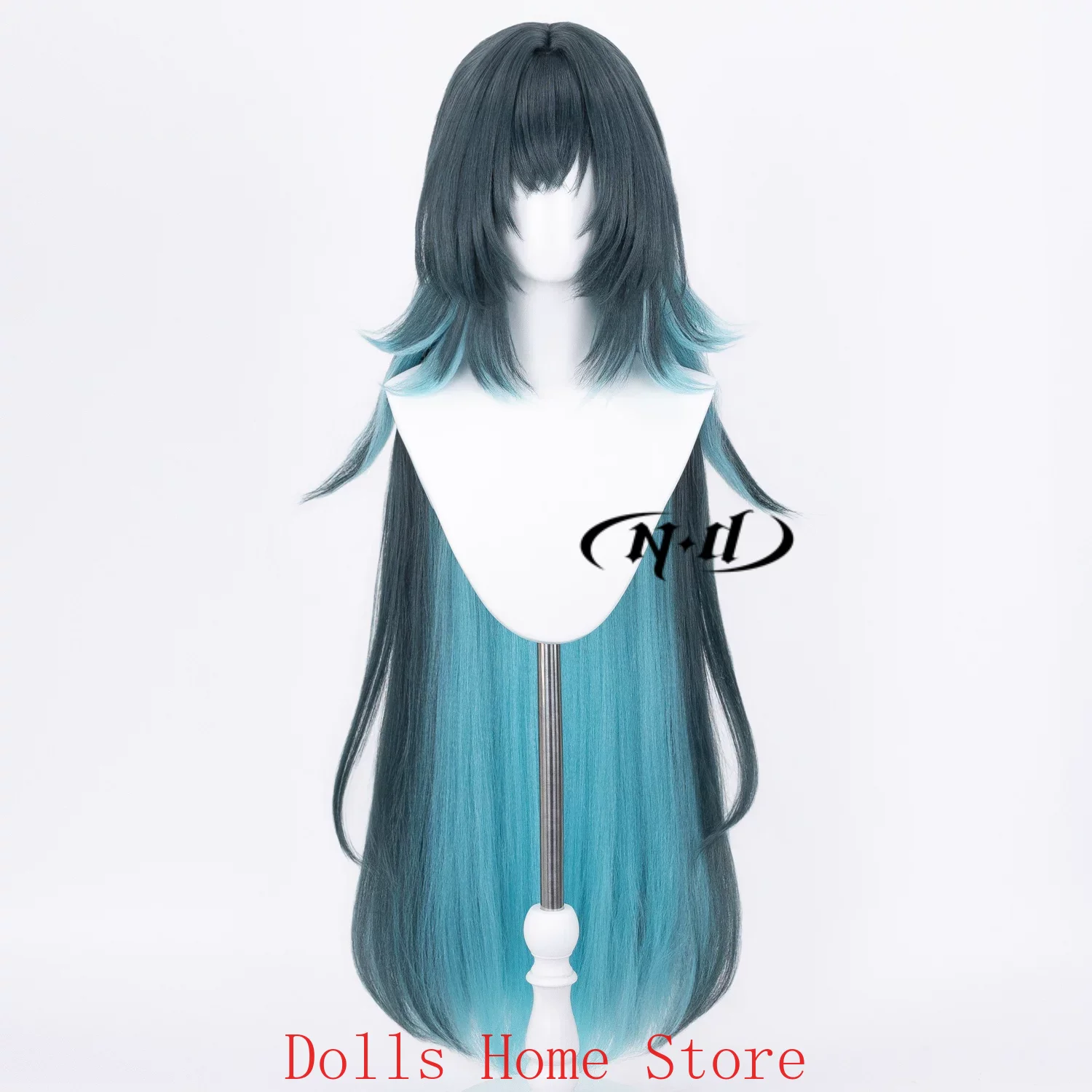 Anime Cosplay Wig Heat Resistant - アニメ「原神」のダンナ、110cmのコスプレ用ウィッグ、濃い青色のロングウィッグ、女性用、ハロウィン、耐熱性合成繊維ウィッグ、ロールプレイ用。