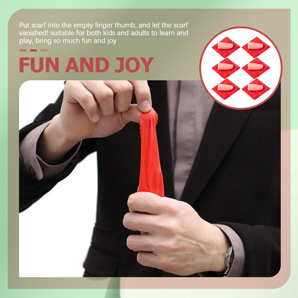 Thumb Tip Magic Trick Set - 消えるシルクを使ったマジックセット6個入り。偽の指先で、ステージパフォーマンスやパーティーで楽しめる。子供から大人まで。