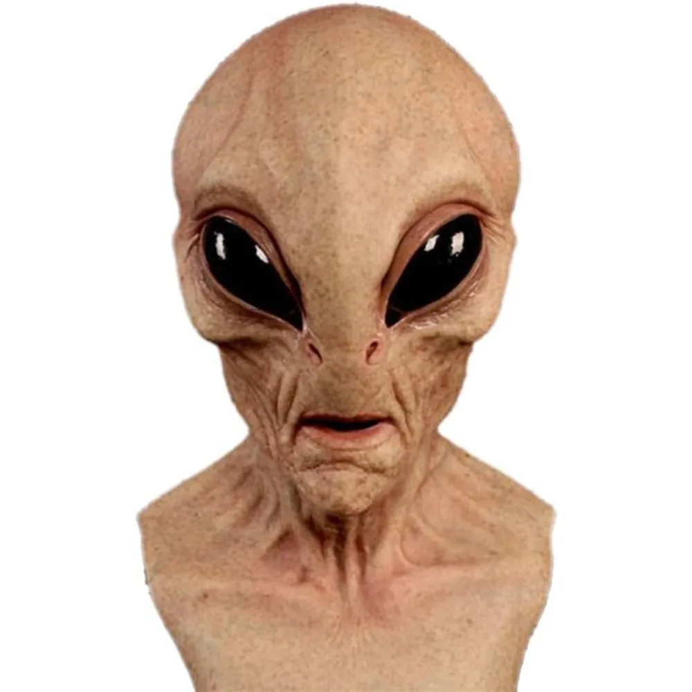 Latex Alien Mask Realistic - 大人のためのハロウィーンエイリアン恐竜マスク、リアルな不気味なマスク、フルヘッドラテックス、老人、女性、コスチューム