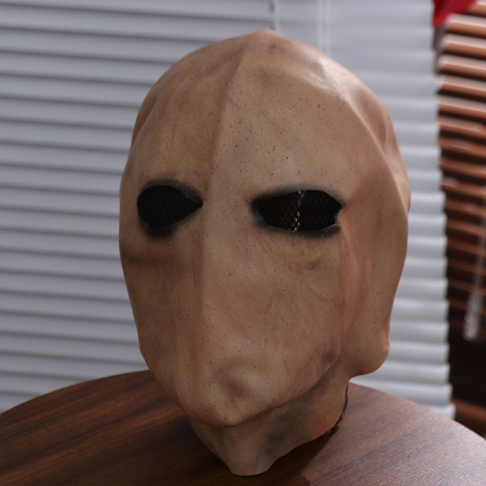 Latex Alien Mask Realistic - 顔のない男のハロウィーン用スレンダーマンマスク。リアルな外星人の頭蓋骨を模したラテックス製ヘルメット。無毒で、3Dデザイン。パーティーやコスプレの小道具として最適。