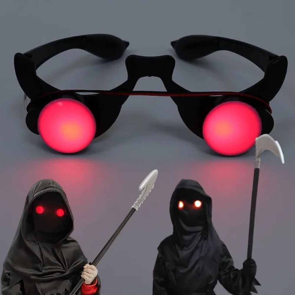Glow In The Dark Party Glasses - ABS LEDアイウェア レッドアイグラス ブラックレッド マスカレードパーティー 光るメガネ