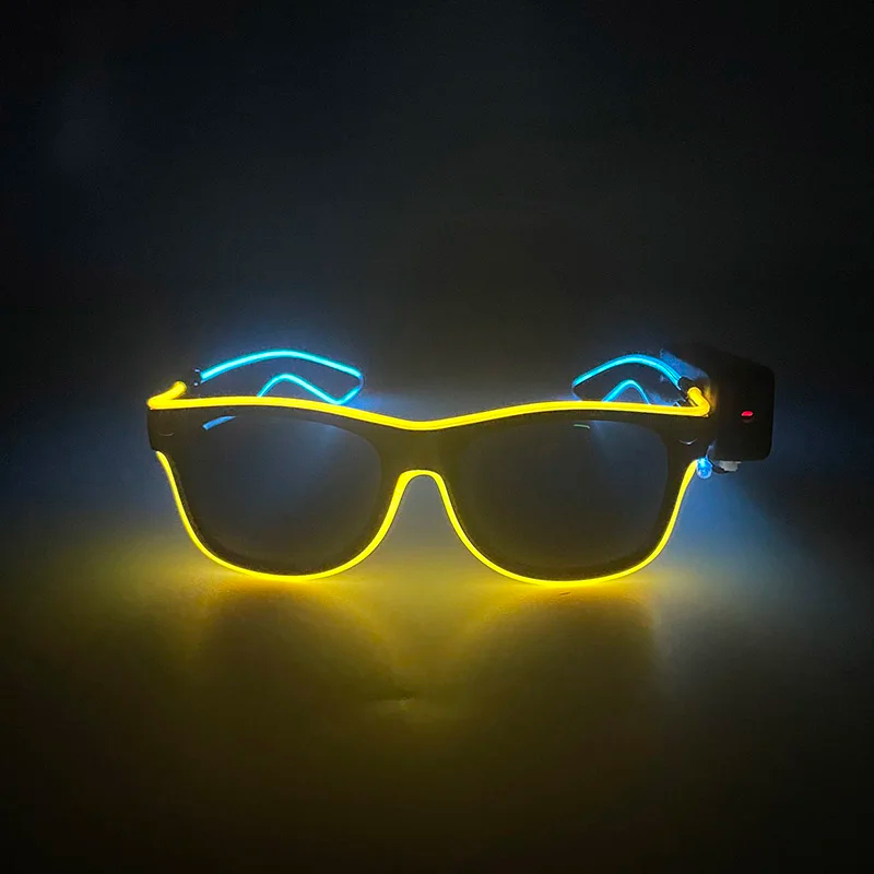 新しいクールなワイヤレス発光LEDライトアップメガネ、光るネ - Glow In The Dark Party Glasses のレビューと価格
