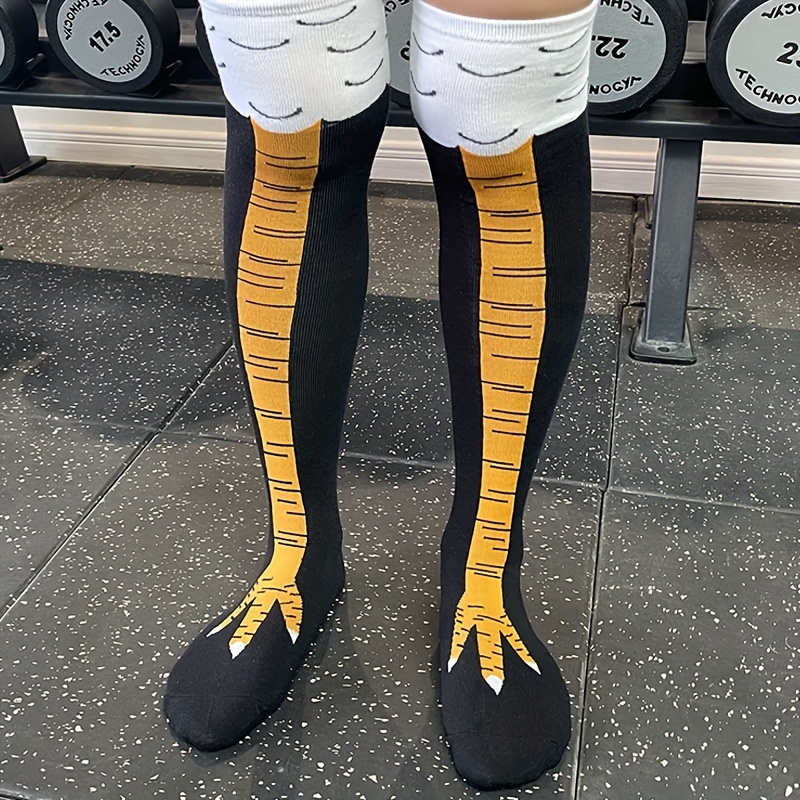 1/2 ペア女性ニーハイソックストレンディな漫画おかしい鶏爪 - Funny Chicken Leg Socks のレビューと価格
