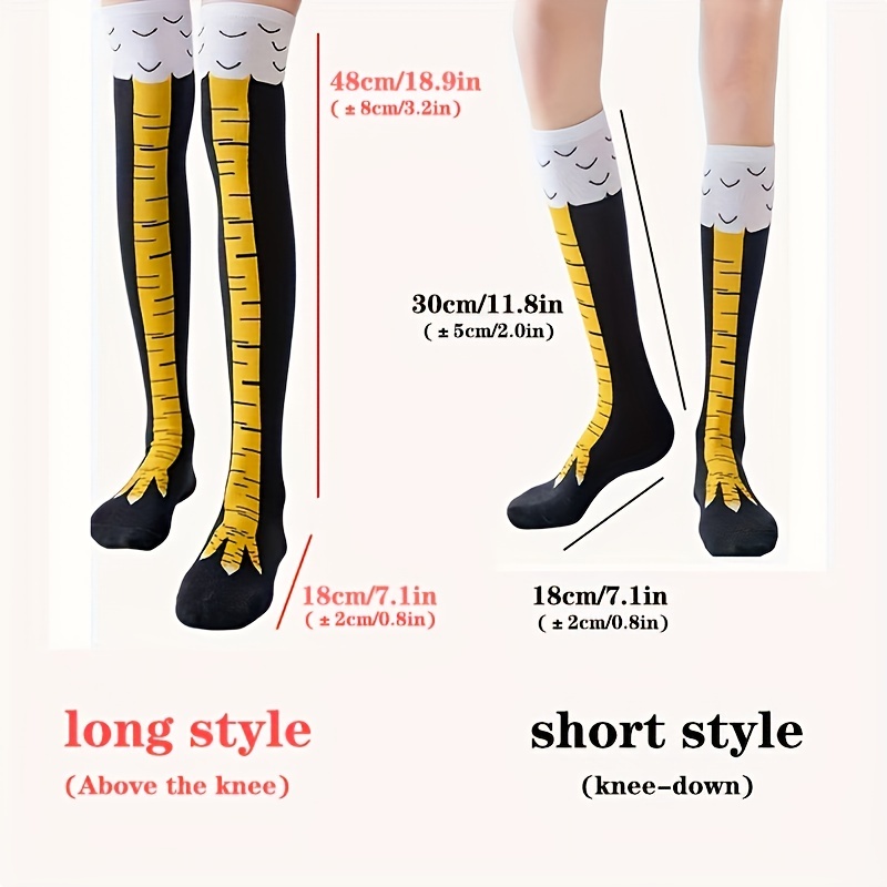 1/2 ペア女性ニーハイソックストレンディな漫画おかしい鶏爪 - Funny Chicken Leg Socks のレビューと価格