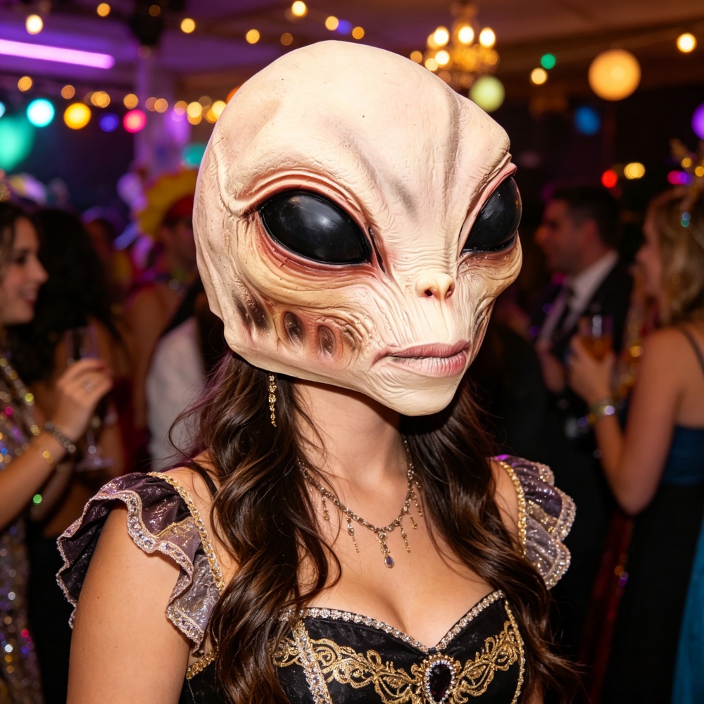 ハロウィンエイリアンマスクパーティーコスチューム不気味なコス - Latex Alien Mask Realistic のレビューと価格